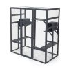Multi-tier Cat Enclosure with Cat Perches and Cat Condo, Gray